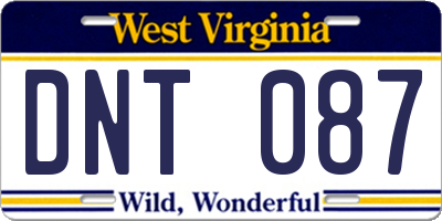 WV license plate DNT087