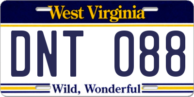 WV license plate DNT088
