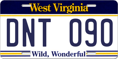 WV license plate DNT090