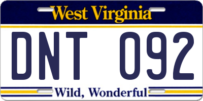 WV license plate DNT092