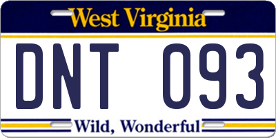 WV license plate DNT093