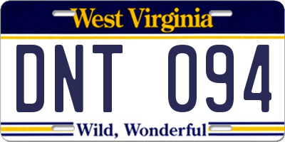 WV license plate DNT094