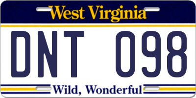 WV license plate DNT098