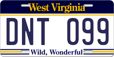WV license plate DNT099