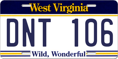 WV license plate DNT106