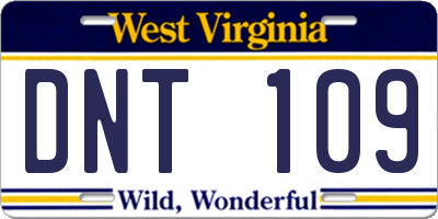 WV license plate DNT109
