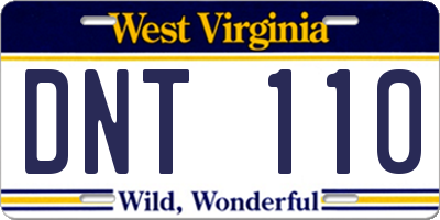 WV license plate DNT110