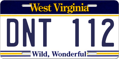 WV license plate DNT112