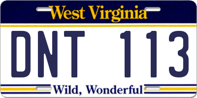 WV license plate DNT113