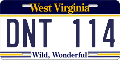 WV license plate DNT114