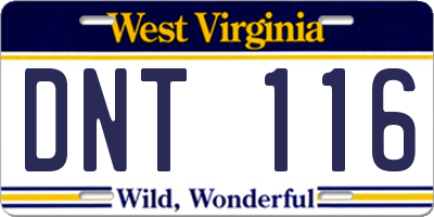 WV license plate DNT116