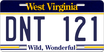 WV license plate DNT121