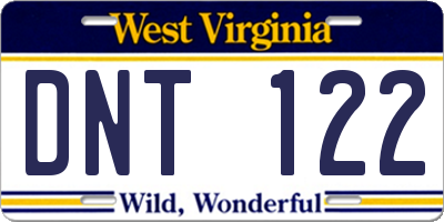 WV license plate DNT122