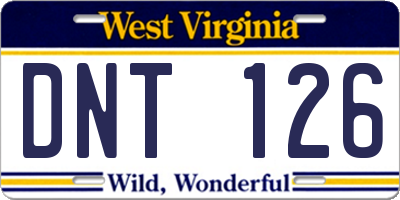 WV license plate DNT126