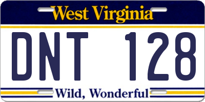 WV license plate DNT128