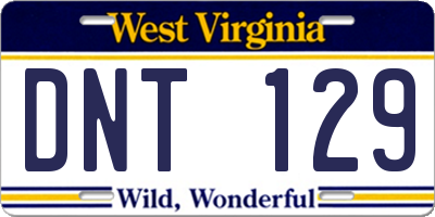 WV license plate DNT129