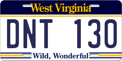 WV license plate DNT130