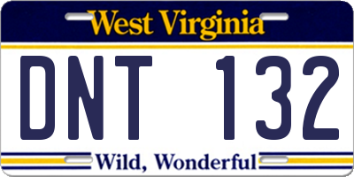 WV license plate DNT132