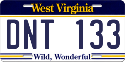 WV license plate DNT133