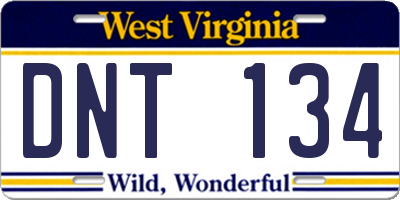 WV license plate DNT134