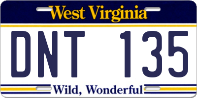 WV license plate DNT135