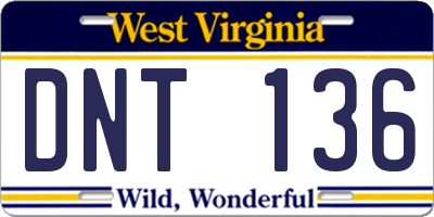 WV license plate DNT136