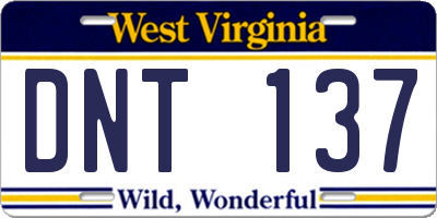 WV license plate DNT137