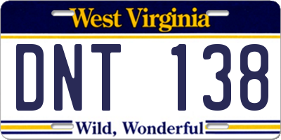 WV license plate DNT138