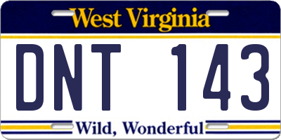WV license plate DNT143