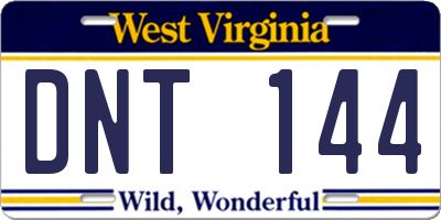 WV license plate DNT144