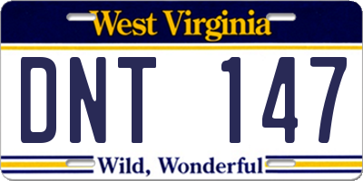 WV license plate DNT147