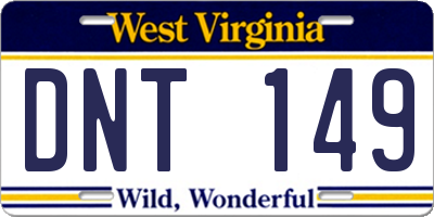 WV license plate DNT149