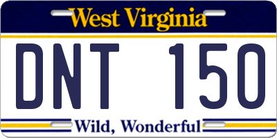 WV license plate DNT150