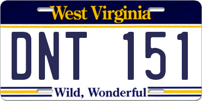 WV license plate DNT151