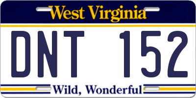 WV license plate DNT152