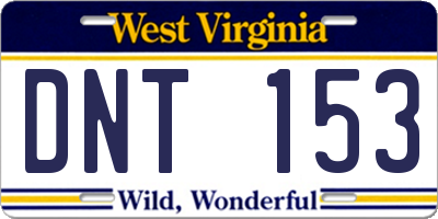 WV license plate DNT153