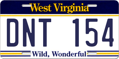 WV license plate DNT154