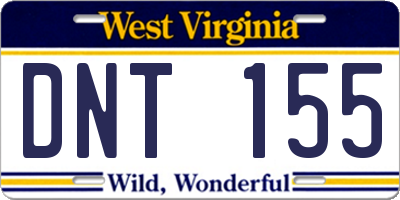 WV license plate DNT155