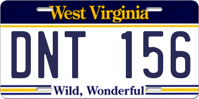 WV license plate DNT156