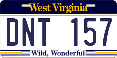 WV license plate DNT157