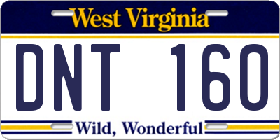 WV license plate DNT160