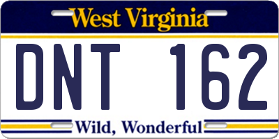WV license plate DNT162