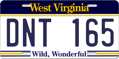 WV license plate DNT165