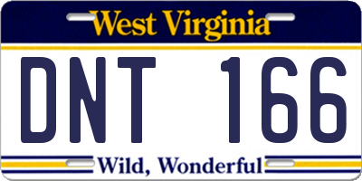 WV license plate DNT166