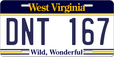 WV license plate DNT167