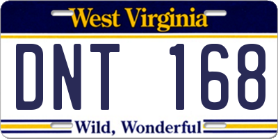 WV license plate DNT168