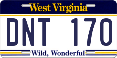 WV license plate DNT170
