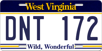 WV license plate DNT172