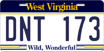 WV license plate DNT173