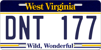 WV license plate DNT177